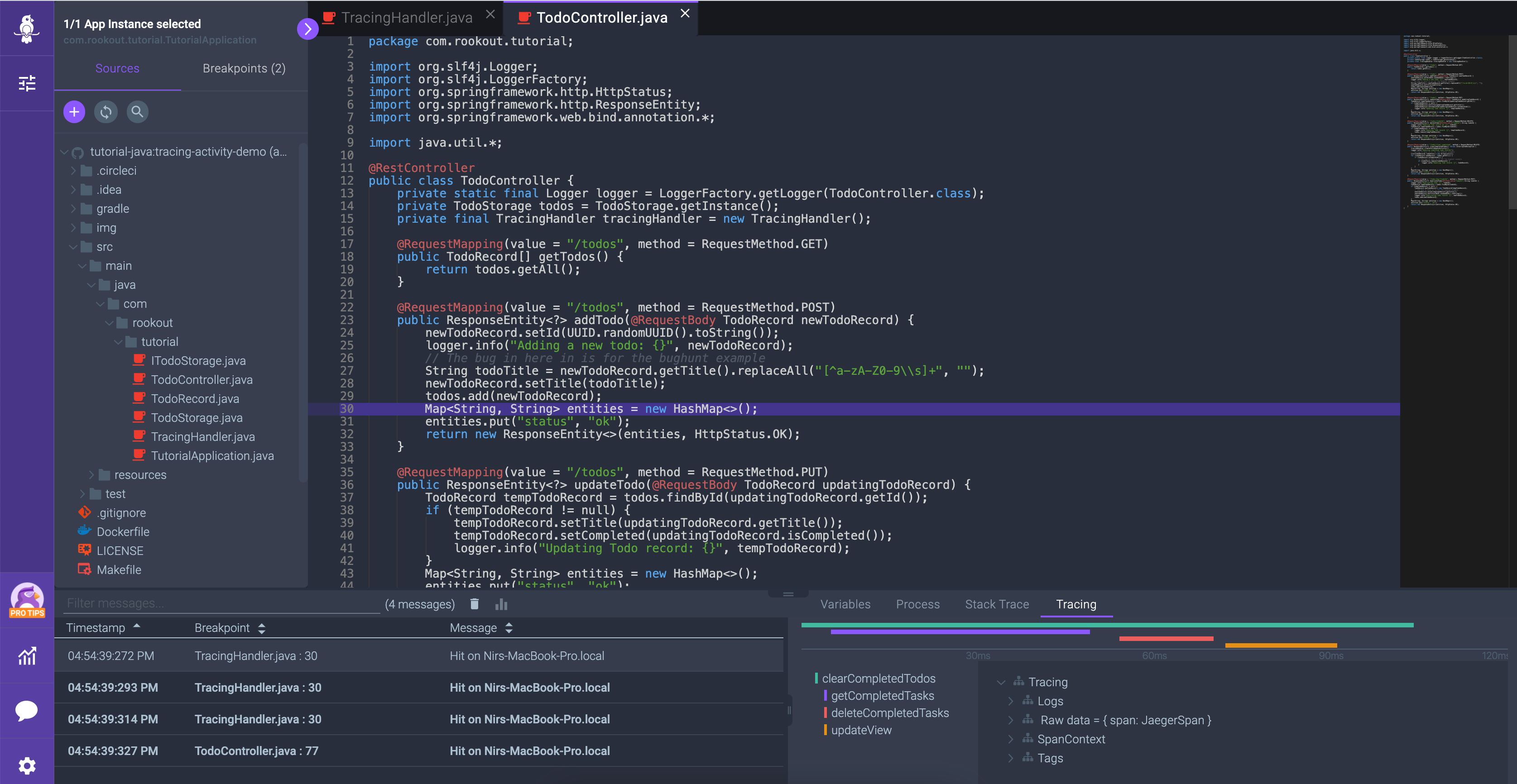 Tracing Timeline Screenshot